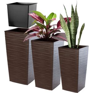 KADAX Garden Pots Set 3 Mocha - Tall Plastic Flower Planters KADAX Garden Pots Set 3 Mocha - Tall Plastic Flower Planters