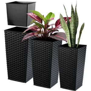 KADAX Black Rattan Planters Set of 3 - Frost-resistant Garden Pots KADAX Black Rattan Planters Set of 3 - Frost-resistant Garden Pots