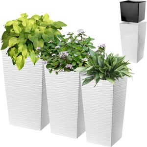 KADAX Set of 3 White Pots with Tall Insert - Flower Pots KADAX Set of 3 White Pots with Tall Insert - Flower Pots