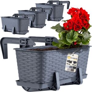 KADAX Graphite Balcony Box 40cm with Handles - Balcony Plant Container KADAX Graphite Balcony Box 40cm with Handles - Balcony Plant Container