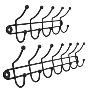 KADAX Black Wall-Mounted Clothes Rack with 5 + 7 Hooks KADAX Black Wall-Mounted Clothes Rack with 5 + 7 Hooks