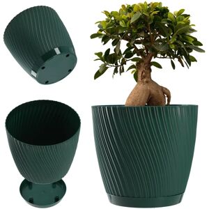 KADAX Green Plastic Flower Pot with Stand 13cm KADAX Green Plastic Flower Pot with Stand 13cm