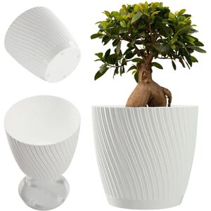 KADAX White Plastic Flower Pot with Stand 23cm KADAX White Plastic Flower Pot with Stand 23cm