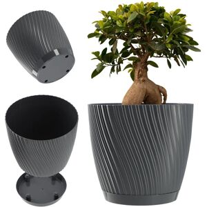 KADAX Grey Flower Pot with Stand 23cm - Flower Pot KADAX Grey Flower Pot with Stand 23cm - Flower Pot