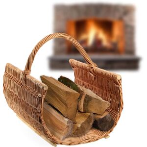 Cesta de mimbre KADAX para leña - Rústica, Natural, Espaciosa Cesta de mimbre KADAX para leña - Rústica, Natural, Espaciosa