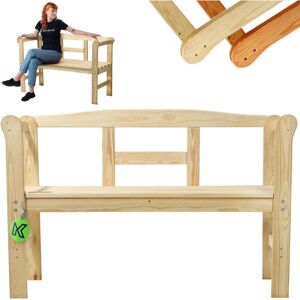 Kadax Wooden Garden Bench 119cm with Backrest - Outdoor Storage Seat Kadax Wooden Garden Bench 119cm with Backrest - Outdoor Storage Seat