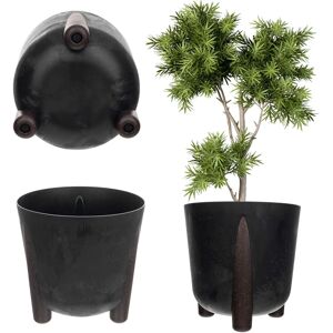 Kadax 18cm Black Concrete-Effect Flower Pot with Legs Kadax 18cm Black Concrete-Effect Flower Pot with Legs