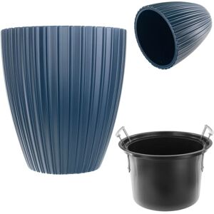 Kadax - Decorative Plant Pot with Insert, Round, Plastic, Indoor & Outdoor - Blue Kadax - Decorative Plant Pot with Insert, Round, Plastic, Indoor & Outdoor - Blue
