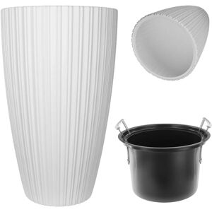 Kadax 30cm White Plastic Flower Pot with Insert - Flower Pot Kadax 30cm White Plastic Flower Pot with Insert - Flower Pot