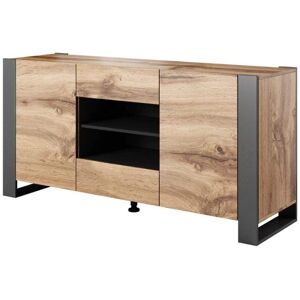 BIM Furniture Nunki - Cómoda Alta, 164cm, Roble Wotan + Antracita - Cajonera BIM Furniture Nunki - Cómoda Alta, 164cm, Roble Wotan + Antracita - Cajonera
