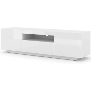 Meuble TV BIM FURNITURE Aura - Blanc Brillant - Publicité Meuble TV BIM FURNITURE Aura - Blanc Brillant - Publicité