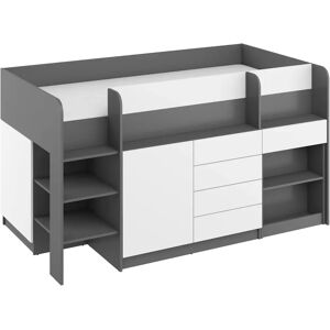 Cama mezzanine con escritorio BIM MUEBLES Blanco y Gris Cama mezzanine con escritorio BIM MUEBLES Blanco y Gris