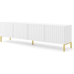 Meuble TV AKL FURNITURE PRIVATE Surf Blanc Doré - 200x42x56 cm - Publicité Meuble TV AKL FURNITURE PRIVATE Surf Blanc Doré - 200x42x56 cm - Publicité