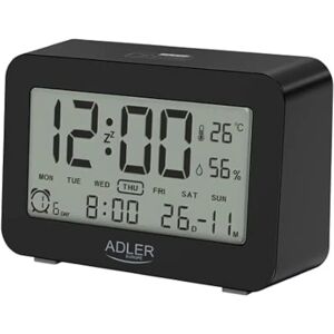 Réveil Noir Adler AD-1196B avec Température et Humidité - Publicité Réveil Noir Adler AD-1196B avec Température et Humidité - Publicité