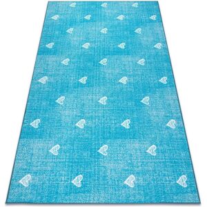 Dywany Łuszczów Turquoise Blue Kids Carpet - Vintage HEARTS Jeans - 150x250cm Dywany Łuszczów Turquoise Blue Kids Carpet - Vintage HEARTS Jeans - 150x250cm