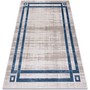 NOBLE Cream Blue Vintage Carpet - Modern Two-Level Fleece Rug NOBLE Cream Blue Vintage Carpet - Modern Two-Level Fleece Rug