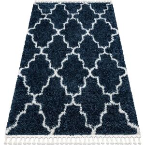 RugsX Blue/Cream Moroccan Shaggy Carpet - 140x190 cm RugsX Blue/Cream Moroccan Shaggy Carpet - 140x190 cm