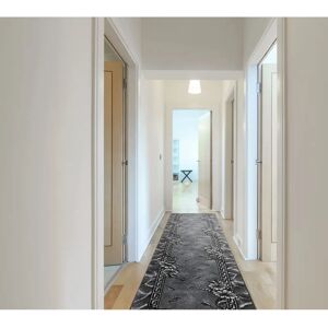 Dywany Łuszczów MORAD Trio flowers, leaves grey 90x420 cm - Rug/Runner Dywany Łuszczów MORAD Trio flowers, leaves grey 90x420 cm - Rug/Runner