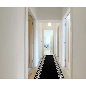 MORAD Grek Black Runner Rug - Hallway & Kitchen Mat MORAD Grek Black Runner Rug - Hallway & Kitchen Mat