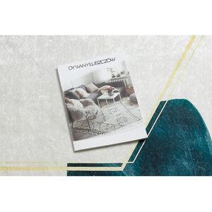 ANDRE 1150 White/Gold Washable Carpet - Monstera Leaves, Hexagon Anti-slip ANDRE 1150 White/Gold Washable Carpet - Monstera Leaves, Hexagon Anti-slip