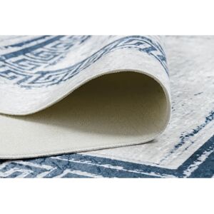 ANDRE 1213 Blanc Bleu Tapis Lavable en machine - Tapis vintage grec antidérapant ANDRE 1213 Blanc Bleu Tapis Lavable en machine - Tapis vintage grec antidérapant