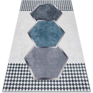 ANDRE 1863 White Black Rug - Geometric Non-slip Carpet ANDRE 1863 White Black Rug - Geometric Non-slip Carpet