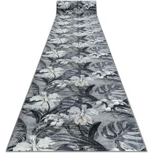 RugsX Monstera Leaves Anti-slip Grey Runner 100x190cm RugsX Monstera Leaves Anti-slip Grey Runner 100x190cm