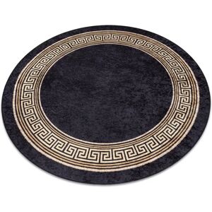 RugsX MIRO Black / Gold Circular Washable Carpet - 100 cm RugsX MIRO Black / Gold Circular Washable Carpet - 100 cm