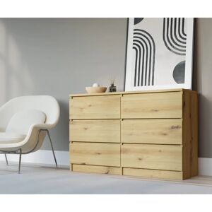 Commode Scandinave Chêne Rustique 3XE LIVING - 6 Tiroirs - Publicité Commode Scandinave Chêne Rustique 3XE LIVING - 6 Tiroirs - Publicité