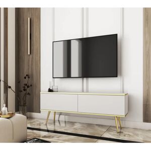 Meuble TV blanc avec pieds noirs - 3XE LIVING - Publicité Meuble TV blanc avec pieds noirs - 3XE LIVING - Publicité