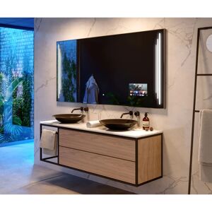 Miroir de salle de bain rectangulaire avec LED - Miroir mural - Publicité Miroir de salle de bain rectangulaire avec LED - Miroir mural - Publicité