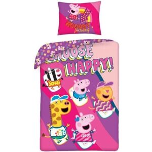 Peppa Pig Choose Happy 140x200cm katoenen dekbedovertrek - Antraciet Peppa Pig Choose Happy 140x200cm katoenen dekbedovertrek - Antraciet