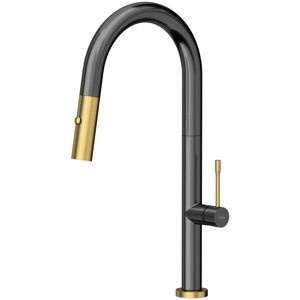 Mikser kuchenny Quadron Felicity - Stal, Złoty Wykończenie, Wylew 215mm - Kitchen mixer Mikser kuchenny Quadron Felicity - Stal, Złoty Wykończenie, Wylew 215mm - Kitchen mixer