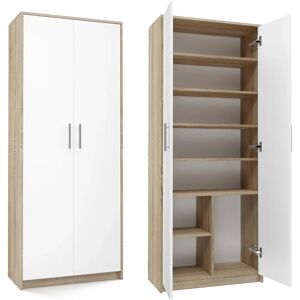 Estantería Topeshop Oliv 2D - Diseño Moderno - 6 Estantes - Sonoma/Blanco Estantería Topeshop Oliv 2D - Diseño Moderno - 6 Estantes - Sonoma/Blanco