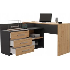 Topeshop DANY Ant/Art Psací stůl - L-tvar, 3 zásuvky Topeshop DANY Ant/Art Psací stůl - L-tvar, 3 zásuvky