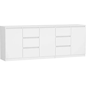Topeshop COSTA BIEL KOMPLET - Moderní bílá komoda s 6 zásuvkami Topeshop COSTA BIEL KOMPLET - Moderní bílá komoda s 6 zásuvkami