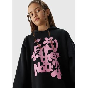 Hanorac oversized cu glugă pentru fete 4F - Negru - Hanorac pentru fete Hanorac oversized cu glugă pentru fete 4F - Negru - Hanorac pentru fete