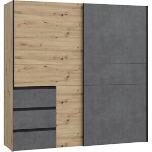 Armoire à portes coulissantes Forte Winn - Chêne artisanal et gris foncé - 2 portes - Publicité Armoire à portes coulissantes Forte Winn - Chêne artisanal et gris foncé - 2 portes - Publicité