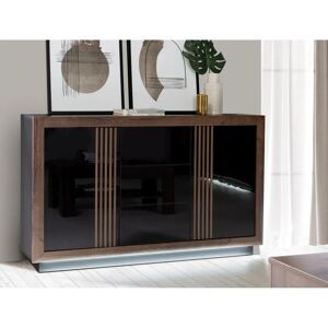 Forte Savona Sideboard - 3 Türen, 2 Einlegeböden, 3 Schubladen, Schwarz und Eiche Forte Savona Sideboard - 3 Türen, 2 Einlegeböden, 3 Schubladen, Schwarz und Eiche