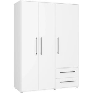 Forte Mokkaris Kleiderschrank - 3-Tür, Weiß, Europa Forte Mokkaris Kleiderschrank - 3-Tür, Weiß, Europa