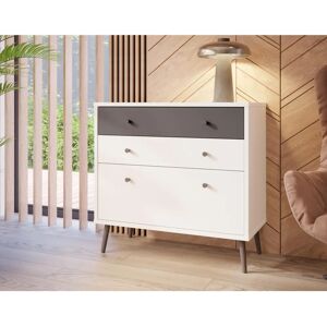 Forte Harllson EasyKlix Sideboard - FSC Holz, 3 Schubladen, Weiß/Grau Forte Harllson EasyKlix Sideboard - FSC Holz, 3 Schubladen, Weiß/Grau