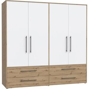 Forte Kleiderschrank - 4 Türen, 4 Schubladen, Weiß / Artisan Eiche Forte Kleiderschrank - 4 Türen, 4 Schubladen, Weiß / Artisan Eiche