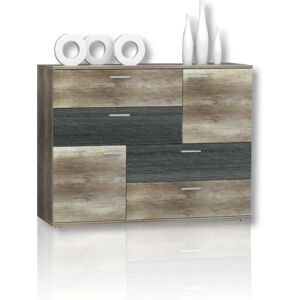 Forte Skive Sideboard - 4 Schubladen, 2 Türen, Umkehrbare Scharniere - Eiche Antik Forte Skive Sideboard - 4 Schubladen, 2 Türen, Umkehrbare Scharniere - Eiche Antik