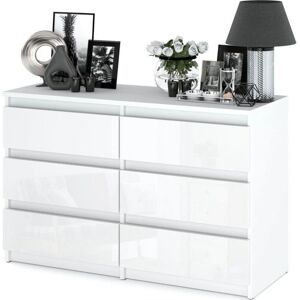 Commode Blanche Brillante 6 Tiroirs - 100cm - Mobilier Salon/Chambre - Publicité Commode Blanche Brillante 6 Tiroirs - 100cm - Mobilier Salon/Chambre - Publicité