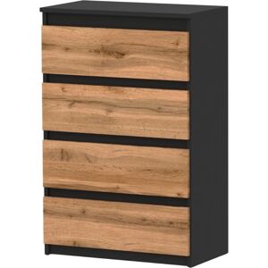 Loft - 60cm 4 cajones - Negro mate - Roble Wotan - Cómoda Loft - 60cm 4 cajones - Negro mate - Roble Wotan - Cómoda