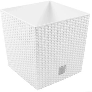 Prosperplast Pot de Fleurs 4L Blanc - Finition Rotin Carré - Publicité Prosperplast Pot de Fleurs 4L Blanc - Finition Rotin Carré - Publicité