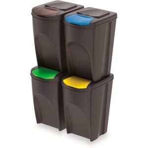 Prosperplast Keden Sortibox - Zestaw 4 koszy do segregacji odpadów - Antracytowy Prosperplast Keden Sortibox - Zestaw 4 koszy do segregacji odpadów - Antracytowy