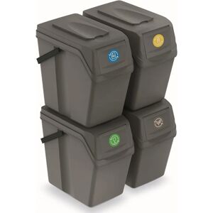 Prosperplast Cubos de reciclaje - 4x25L - Gris Prosperplast Cubos de reciclaje - 4x25L - Gris