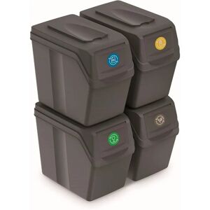Prosperplast Contenitori di Riciclaggio - Set da 4, 20L, Grigio Prosperplast Contenitori di Riciclaggio - Set da 4, 20L, Grigio