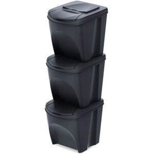 Keden - Zestaw 3 koszy do recyklingu - Czarny Keden - Zestaw 3 koszy do recyklingu - Czarny